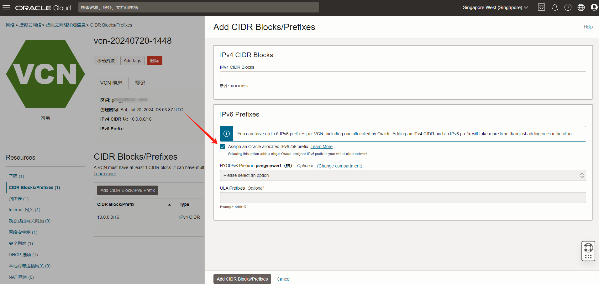 甲骨文云 (Oracle Cloud) 开启IPV6